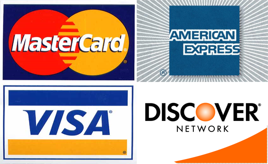 all major credit cards accepted. All Major Credit Cards
